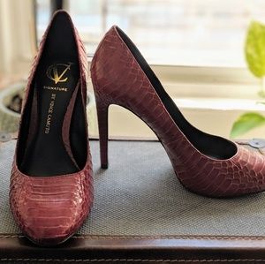 VC Signature Vince Camuto Red Faux Python Heels